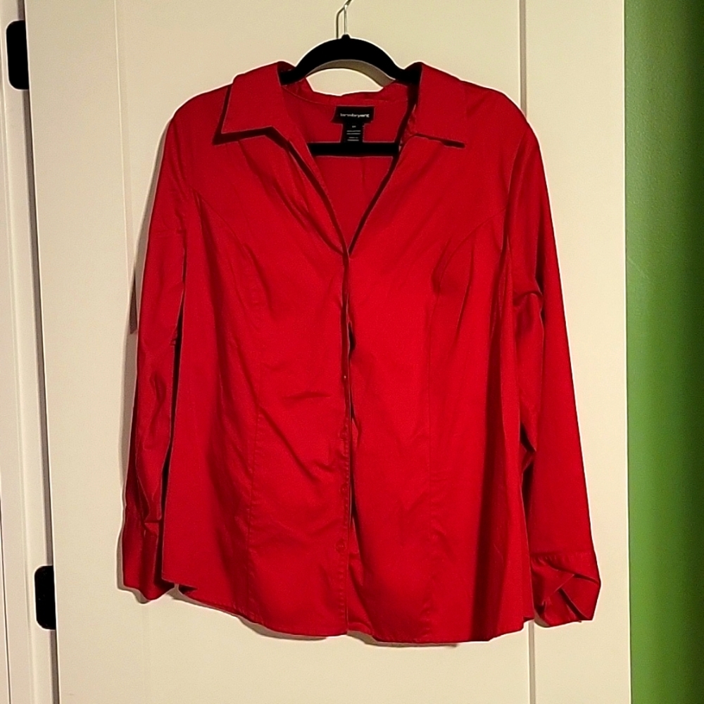 Lane Bryant  red button-up tapered shirt, Size 20